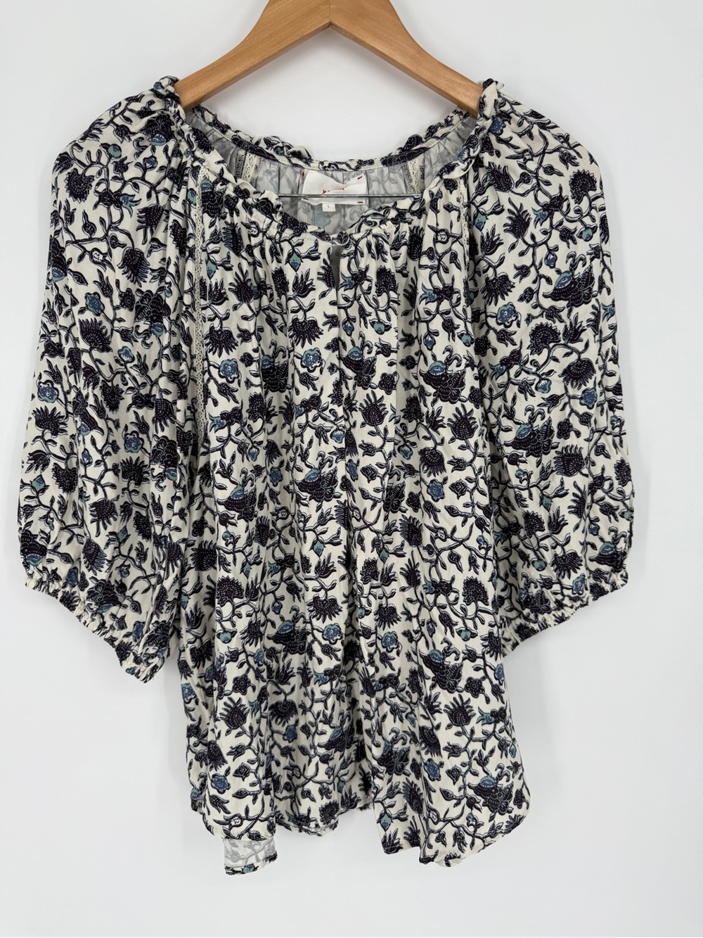 Xirena Floral Boho Peasant Blouse Size L